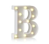 Auraglow LED Light Up Letter B Sign, Battery Powered Party Decoration | Warm white marquee style, wall mounted or freestanding, 4 hour timer, for birthdays, weddings and home events