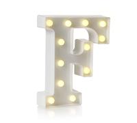 Auraglow LED Light Up Letter F Sign, Battery Powered Party Decoration | Warm white marquee style, wall mounted or freestanding, 4 hour timer, for birthdays, weddings and home events
