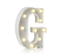 Auraglow LED Light Up Letter G Sign, Battery Powered Party Decoration | Warm white marquee style, wall mounted or freestanding, 4 hour timer, for birthdays, weddings and home events
