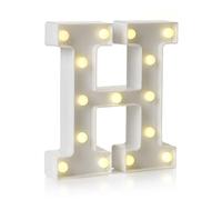 Auraglow LED Light Up Letter H Sign, Battery Powered Party Decoration | Warm white marquee style, wall mounted or freestanding, 4 hour timer, for birthdays, weddings and home events