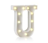 Auraglow LED Light Up Letter U Sign, Battery Powered Party Decoration | Warm white marquee style, wall mounted or freestanding, 4 hour timer, for birthdays, weddings and home events