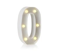 Auraglow LED Light Up Number 0 Sign, Battery Powered Party Decoration | Warm white marquee style, wall mounted or freestanding, 4 hour timer, for birthdays, weddings and home events