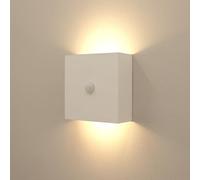 Auraglow LED PIR Motion Sensor Up & Down Wall Light - Rechargeable Night Light - Warm White LEDs - Indoor Use - Magnetic Base (White, 2 Pack)