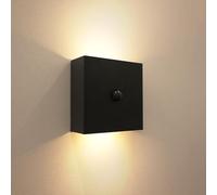 Auraglow LED PIR Motion Sensor Up & Down Wall Light - Rechargeable Night Light - Warm White LEDs - Indoor Use - Magnetic Base (Black, 2 Pack)