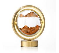 Auraglow LED Sandscape Table Touch Lamp - 3D Moving Sand Art Picture with 360° Rotation & Full Circle Dimmable Light - Adjustable Colour Temperatures - Gold