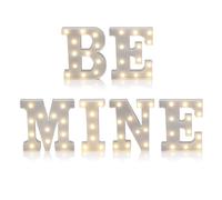 Auraglow LED Valentine's Light Sign Decorations, Lamp for Home Party Event, Night Lights, Battery Powered Letters And Numbers With Four Hour Timer (BE MINE)