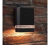 Auraglow Modern Indoor/Outdoor Up or Down Garden Wall Light - Black - Warm White LED Bulbs Included