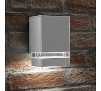 Auraglow Modern Indoor/Outdoor Up or Down Garden Wall Light - Silver- Cool White LED Bulbs Included