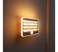 Auraglow Motion Sensor LED Night Lights, Wireless Battery Operated PIR Soft Warm Wall Light for Hallway, Stair, Wardrobe - Set of 3