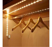 Auraglow Motion Sensor Strip Light 1m, Rechargeable Wardrobe LED | 30 diode cuttable tape with PIR and timer, magnetic controller, USB charge, for cupboard, drawers and kitchen