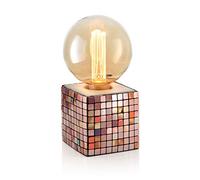 Auraglow Mysa Cube Table Lamp Mosaic Concrete, No Bulb