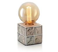 Auraglow Mysa Modern Contemporary Fossil and Sea Shell Effect Stone Cement Cube Bedside Desk Table Lamp/Light - Table Lamp Only