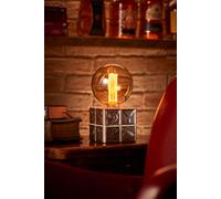 Auraglow Mysa Modern Contemporary Fossil and Sea Shell Effect Stone Cement Cube Bedside Desk Table Lamp/Light - with G125 LED Bulb