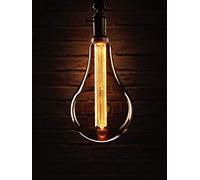 Auraglow Mysa LED Bulb E27 S165 XXL Giant, Vintage Edison Filament | Amber tinted 1800K warm glow, 3 step dimmable, acrylic laser pattern, decorative retro statement lamp, 168 x 303mm