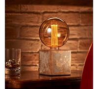 Auraglow Mysa Modern Contemporary Bronzed Effect Stone Cement Cube Bedside Desk Table Lamp/Light - with G125 LED Bulb