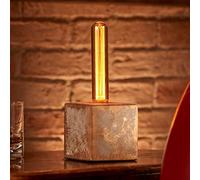 Auraglow Mysa Modern Contemporary Bronzed Effect Stone Cement Cube Bedside Desk Table Lamp/Light - with T30 LED Bulb