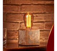 Auraglow Mysa Modern Contemporary Bronzed Effect Stone Cement Cube Bedside Desk Table Lamp/Light - with ST64 LED Bulb