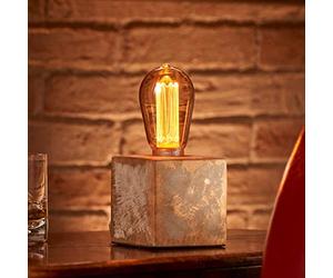 Auraglow Mysa Modern Contemporary Bronzed Effect Stone Cement Cube Bedside Desk Table Lamp/Light - with ST64 LED Bulb