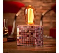 Auraglow Mysa Modern Contemporary Colourful Mosaic Effect Stone Cement Cube Bedside Desk Table Lamp/Light - with ST64 LED Bulb
