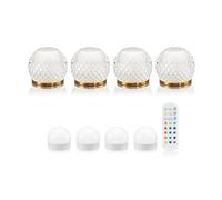Auraglow Rechargeable Wireless LED Table Lamp with Remote - Battery-Powered, Dimmable, Colour-Changing, Cordless for Restaurants, Bars, Hotels & Homes (4 Lamps, 4 Light Sources, 1 Remote)