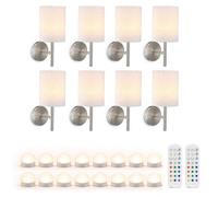 Auraglow Omniance Calista Rechargeable Wireless Wall Light With Remote - Satin Nickel - 8 Lamps, 16 Light Sources, 2 Remotes