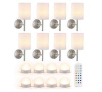 Auraglow Omniance Calista Rechargeable Wireless Wall Light With Remote - Satin Nickel - 8 Lamps, 8 Light Sources, 1 Remote