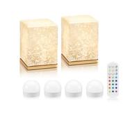 Auraglow Rechargeable Wireless Table LED Lamp with Remote - Battery-Powered, Dimmable, Colour-Changing, Cordless for Restaurants, Bars, Hotels & Homes (2 Lamps, 4 Light Sources, 1 Remote)