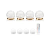 Auraglow Rechargeable Wireless LED Table Lamp with Remote - Battery-Powered, Dimmable, Colour-Changing, Cordless for Restaurants, Bars, Hotels & Homes (4 Lamps, 4 Light Sources, 1 Remote)