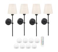 Auraglow Omniance Monaco Rechargeable Wireless Wall Lights With Remote - Black - 4 Lamps, 8 Light Sources, 1 Remote