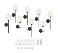 Auraglow Omniance Monaco Rechargeable Wireless Wall Lights With Remote - Black - 8 Lamps, 16 Light Sources, 2 Remotes