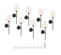 Auraglow Omniance Monaco Rechargeable Wireless Wall Lights With Remote - Black - 8 Lamps, 8 Light Sources, 1 Remote