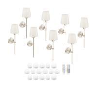 Auraglow Omniance Monaco Rechargeable Wireless Wall Lights With Remote - Satin Nickel - 8 Lamps, 16 Light Sources, 2 Remotes