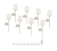 Auraglow Omniance Monaco Rechargeable Wireless Wall Lights With Remote - Satin Nickel - 8 Lamps, 8 Light Sources, 1 Remote