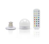 Auraglow Rechargeable Wireless LED Light Bulb with Remote - Battery-Powered, Dimmable, Colour-Changing, Bayonet B22 Adaptor