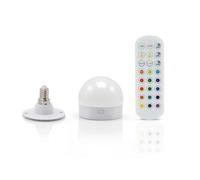 Auraglow Rechargeable Wireless LED Light Bulb with Remote - Battery-Powered, Dimmable, Colour-Changing, E14 Adaptor