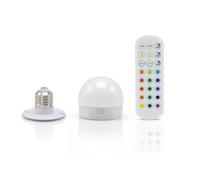 Auraglow Rechargeable Wireless LED Light Bulb with Remote - Battery-Powered, Dimmable, Colour-Changing, E27 Adaptor