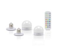 Auraglow Rechargeable Wireless LED Light Bulb with Remote - Battery-Powered, Dimmable, Colour-Changing, E27 Adaptor (2 Pack)