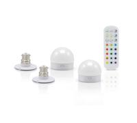 Auraglow Rechargeable Wireless LED Light Bulb with Remote - Battery-Powered, Dimmable, Colour-Changing, B22 Adaptor (2 Pack)