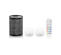 Auraglow Rechargeable Wireless LED Table Lamp with Remote - Battery-Powered, Dimmable, Colour-Changing, Cordless for Restaurants, Bars & Homes (Black, 1 Lamp, 2 Light Sources, 1 Remote)