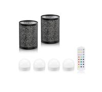 Auraglow Omniance Seraphine Rechargeable Wireless Table Lamp With Remote - Black - 2 Lamps, 4 Light Sources, 1 Remote