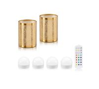 Auraglow Omniance Seraphine Rechargeable Wireless Table Lamp With Remote - Brass - 2 Lamps, 4 Light Sources, 1 Remote