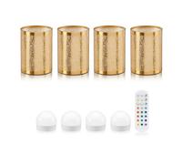 Auraglow Omniance Seraphine Rechargeable Wireless Table Lamp With Remote - Brass - 4 Lamps, 4 Light Sources, 1 Remote