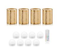 Auraglow Omniance Seraphine Rechargeable Wireless Table Lamp With Remote - Brass - 4 Lamps, 8 Light Sources, 1 Remote