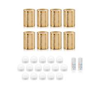 Auraglow Omniance Seraphine Rechargeable Wireless Table Lamp With Remote - Brass - 8 Lamps, 16 Light Sources, 2 Remotes