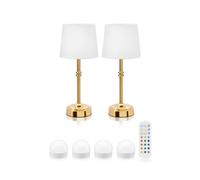 Auraglow Omniance Siena Rechargeable Wireless Table Lamp With Remote - 2 Lamps, 4 Light Sources, 1 Remote