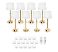 Auraglow Omniance Siena Rechargeable Wireless LED Table Lamp with Remote - Battery-Powered, Dimmable, Colour-Changing Cordless for Restaurants, Hotels & Homes (8 Lamps, 16 Light Sources, 2 Remotes)