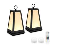 Auraglow Omniance Tuscari Rechargeable Wireless Outdoor Lantern With Remote - 2 Lamps, 2 Light Sources, 1 Remote