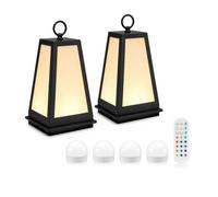 Auraglow Omniance Tuscari Rechargeable Wireless Outdoor Lantern With Remote - 2 Lamps, 4 Light Sources, 1 Remote