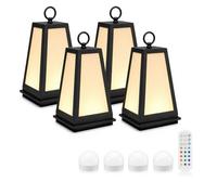 Auraglow Omniance Tuscari Rechargeable Wireless Outdoor Lantern With Remote - 4 Lamps, 4 Light Sources, 1 Remote