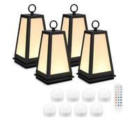 Auraglow Omniance Tuscari Rechargeable Wireless Outdoor Lantern With Remote - 4 Lamps, 8 Light Sources, 1 Remote